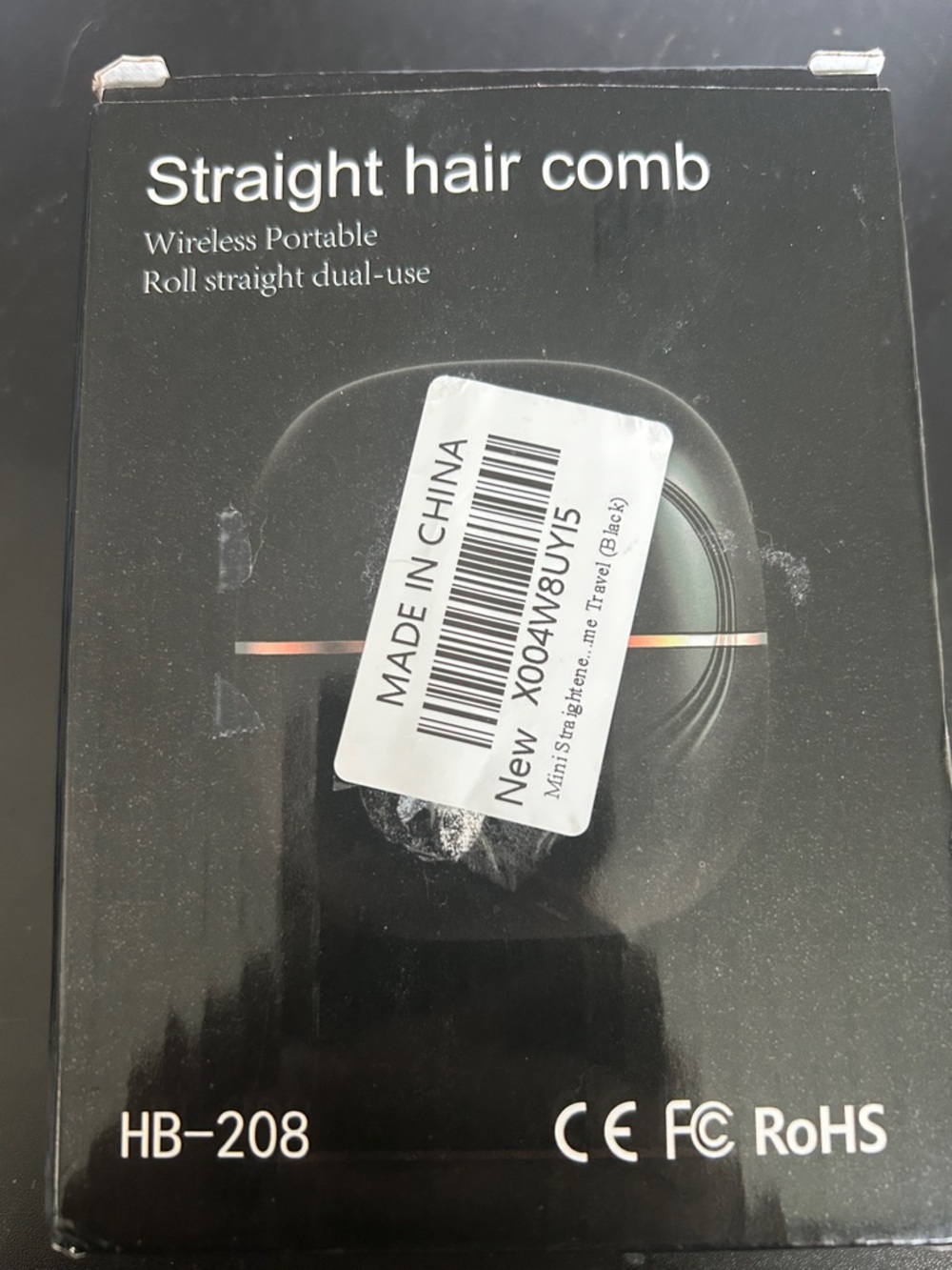 Straight Hair Comb HB-208 Wireless Portable Hair Straightener - Black